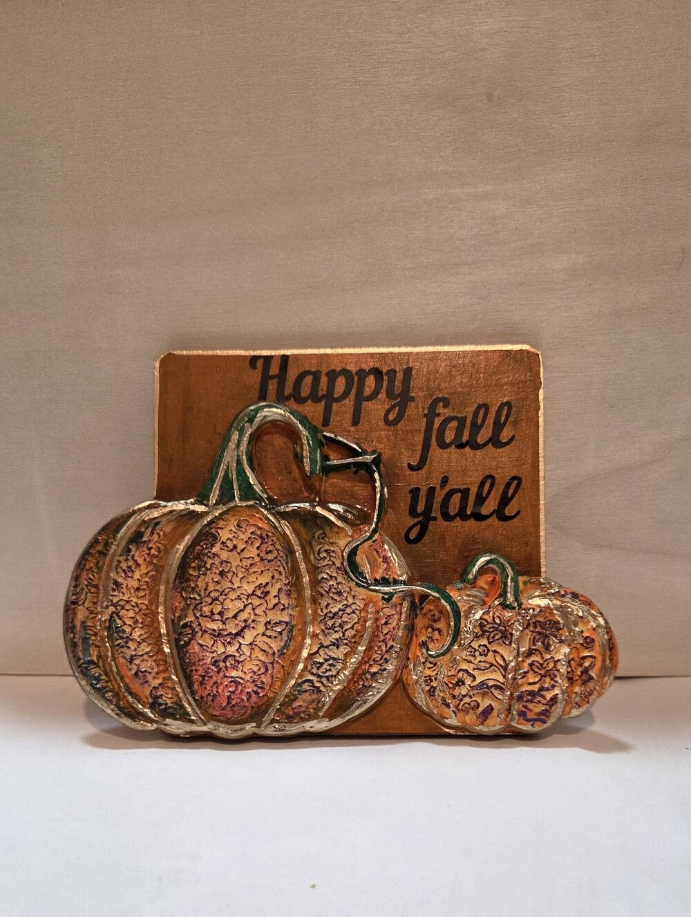 3D Handmade Decorative 'Happy Fall Y'all' Pumpkin Desk Sitter or Magnet! - Picture 2 of 14